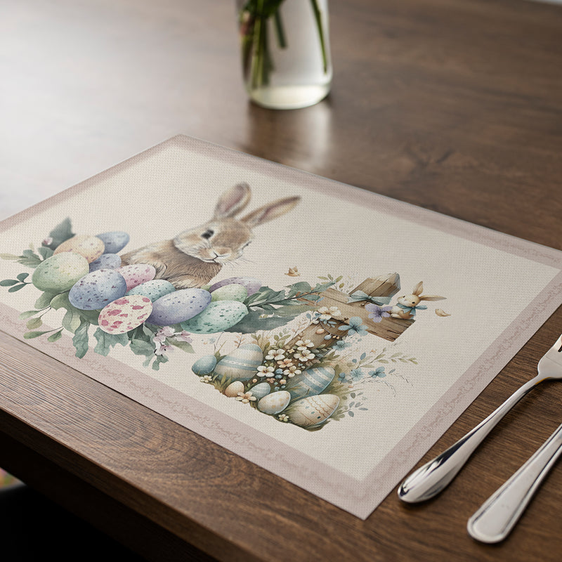 Easter Placemats (Set) Farmhouse Spring Kitchen Decor Linen