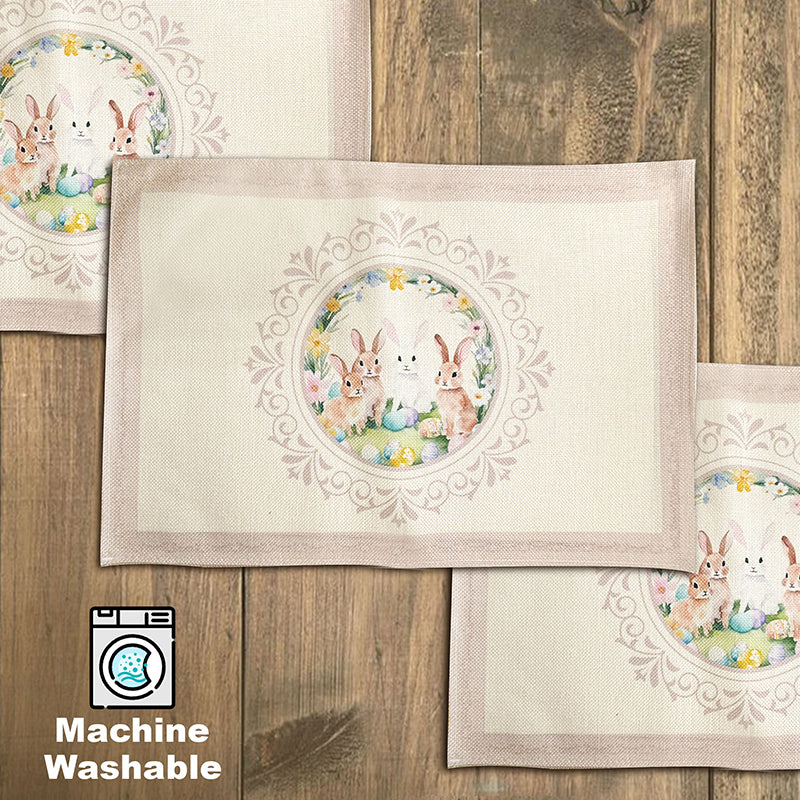 Easter Placemats (Set) Farmhouse Spring Kitchen Decor Linen