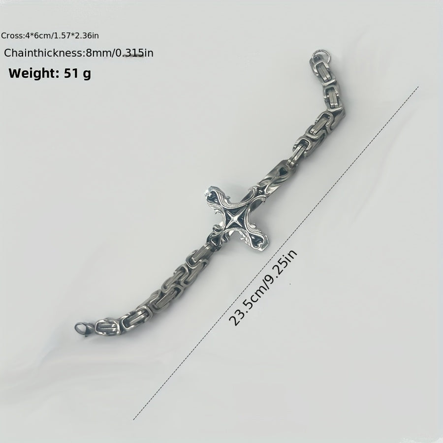 Pulsera de acero con cruz