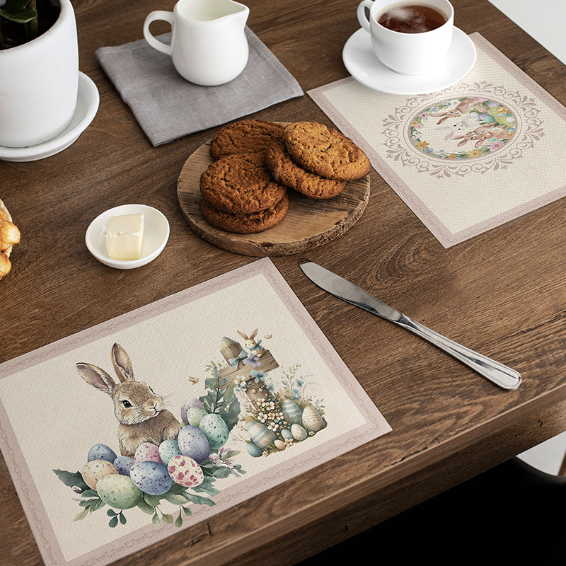 Easter Placemats (Set) Farmhouse Spring Kitchen Decor Linen
