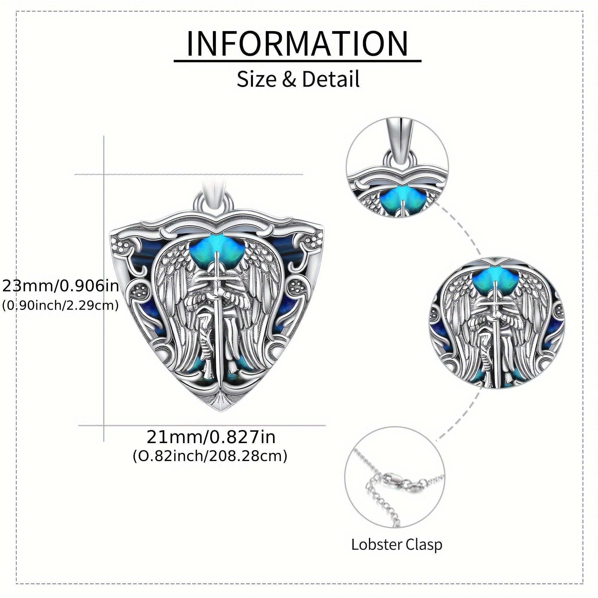 925 Sterling St Michael Pendant Necklace