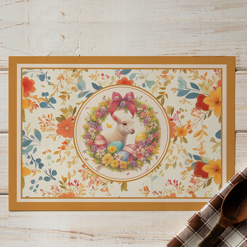 Easter Placemats (Set) Farmhouse Spring Kitchen Decor Linen