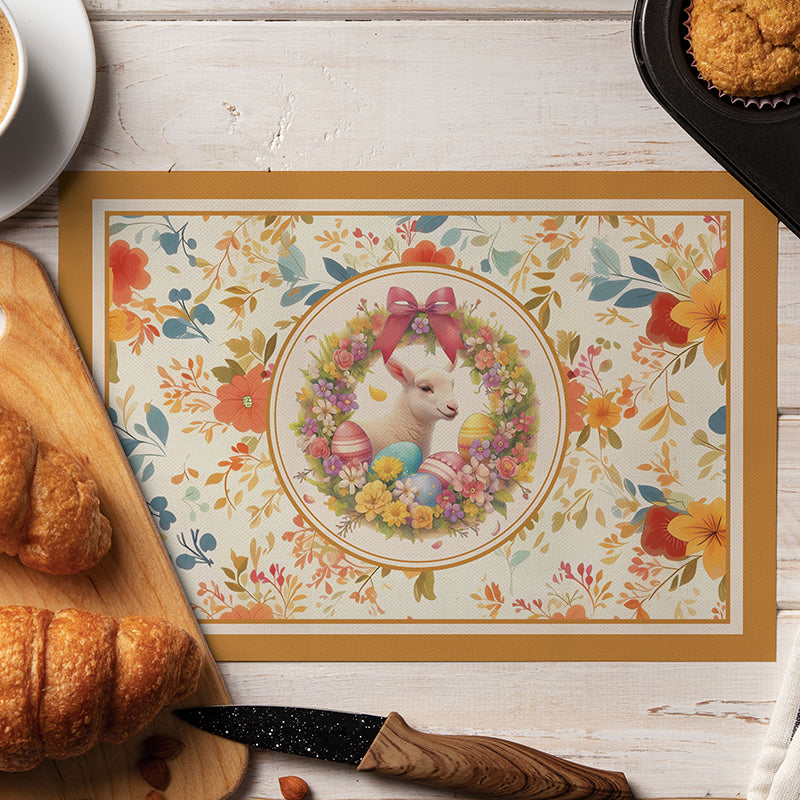 Easter Placemats (Set) Farmhouse Spring Kitchen Decor Linen