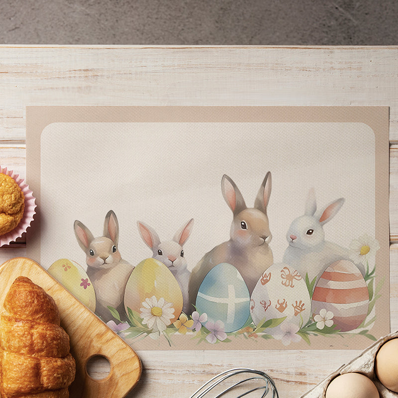 Easter Placemats (Set) Farmhouse Spring Kitchen Decor Linen