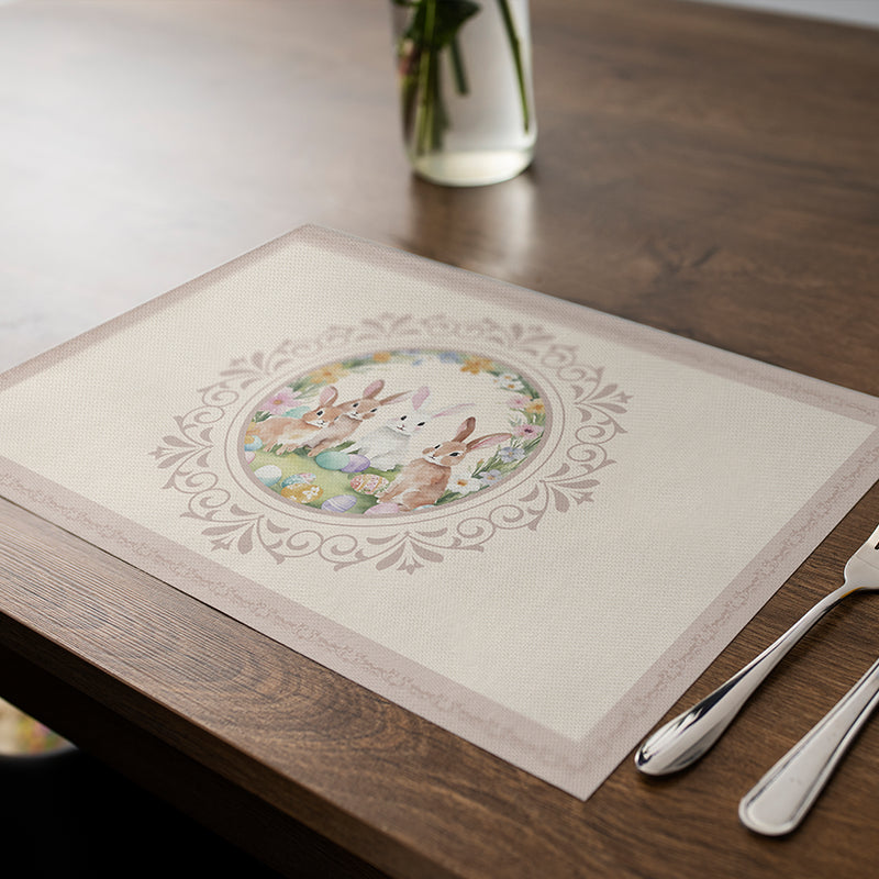 Easter Placemats (Set) Farmhouse Spring Kitchen Decor Linen