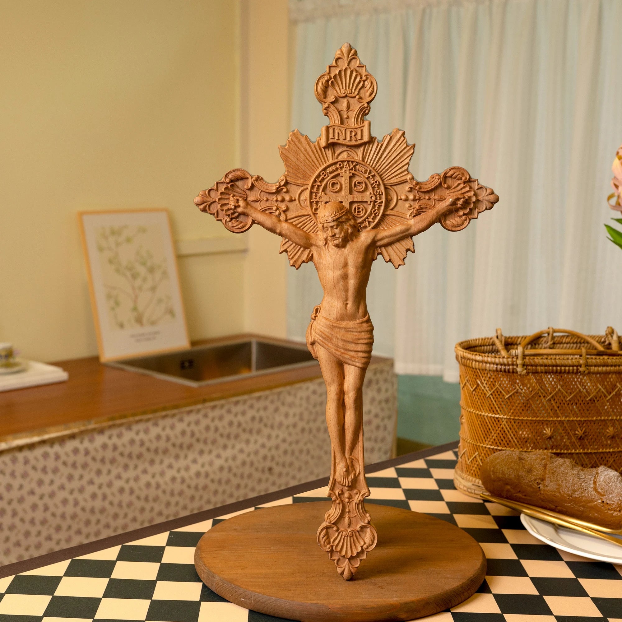 St. Benedict's exorcism Cross Wood Carving