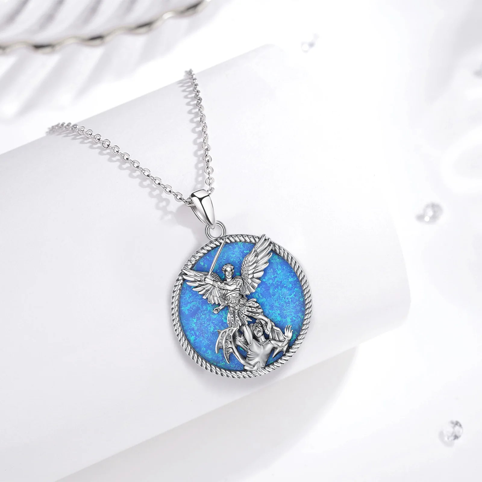 925 Sterling Silver Necklace Saint Michael Archangel