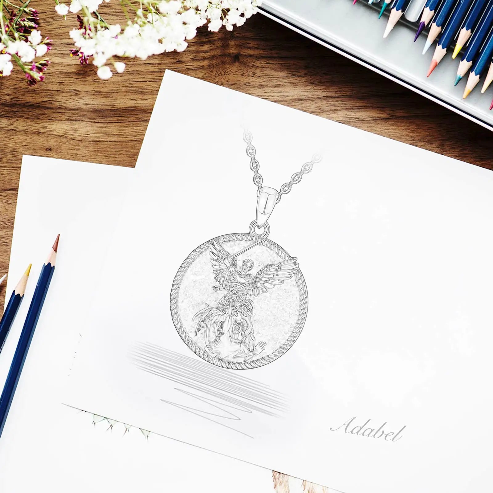 925 Sterling Silver Necklace Saint Michael Archangel