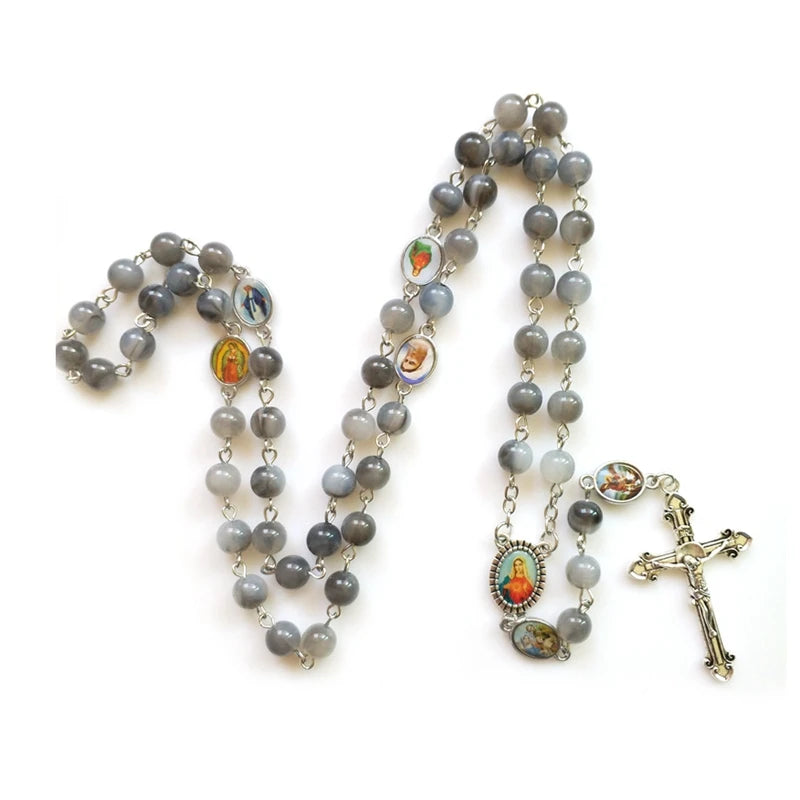 Cross Rosary Necklace Long Pendant Catholic Pray Religious Jewelry