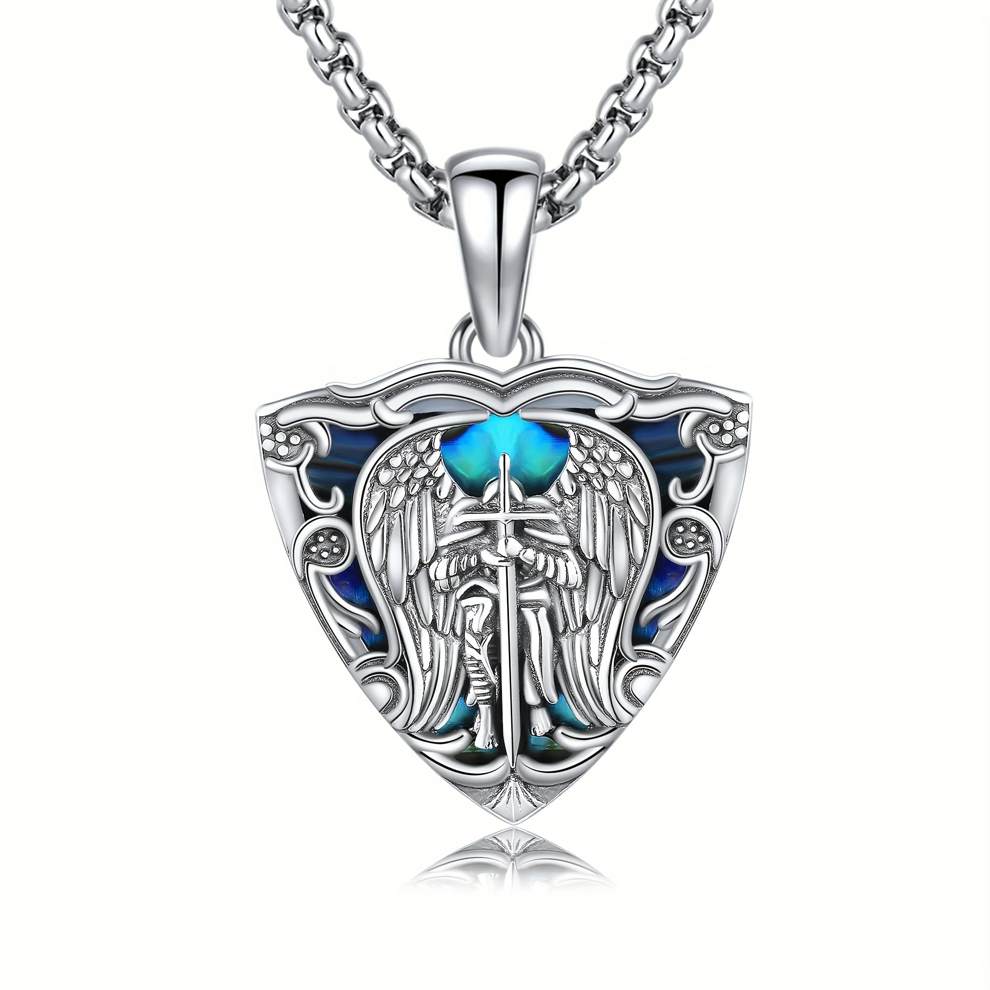 925 Sterling St Michael Pendant Necklace