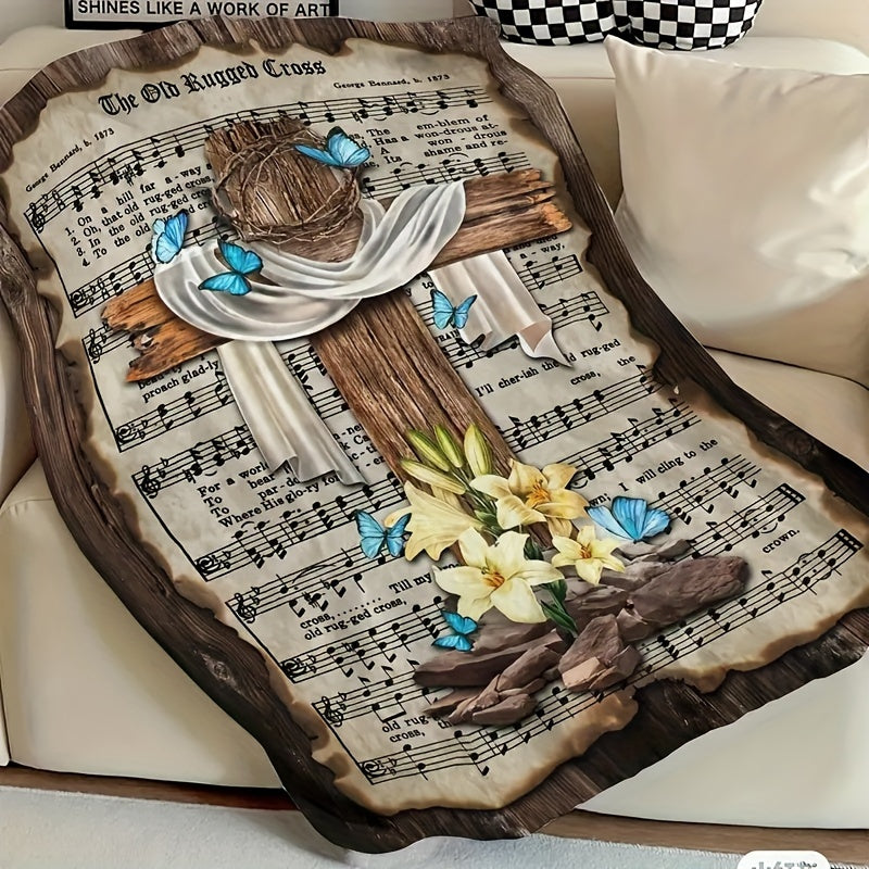 All-Season Flannel Throw Blanket - Digital Print Polyester Knit