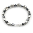 Hematite Rosary Bracelet St. Benedict Medal Cross Prayer Bracelets ﻿