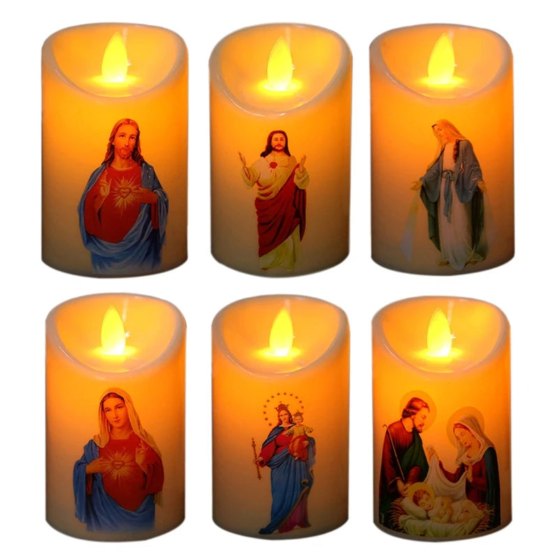Lámpara de velas de Jesucristo LED Vela electrónica Vela de té Funciona con pilas 