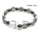 Hematite Rosary Bracelet St. Benedict Medal Cross Prayer Bracelets ﻿