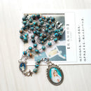 Green Peacock Stone Seven Bitter Rosary Long Virgin Pendant Necklace