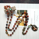 Brone Stone Seven Bitter Virgin Rosary Pendant Necklace Long Catholic Jewelry