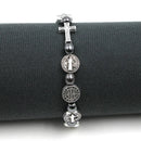 Hematite Rosary Bracelet St. Benedict Medal Cross Prayer Bracelets ﻿