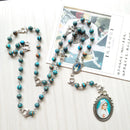 Green Peacock Stone Seven Bitter Rosary Long Virgin Pendant Necklace
