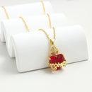 Red Zircon Heart Pendant Cross Choker