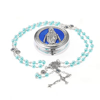 Rosary Necklace Catholic Prayer Beads with box Necklace with Virgin Mary&St. Benedict