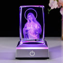 3D Crystal Figurine Paperweight with LED Colourful Light Base Laser Engraved Glass Cube Lamp