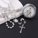 Rosary Necklace Catholic Prayer Beads with box Necklace with Virgin Mary&St. Benedict
