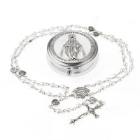 Rosary Necklace Catholic Prayer Beads with box Necklace with Virgin Mary&St. Benedict