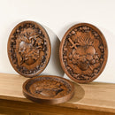 Wood Carving Holy Family Three Hearts Wall Decoration