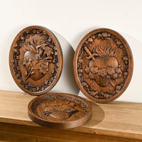 Wood Carving Holy Family Three Hearts Wall Decoration