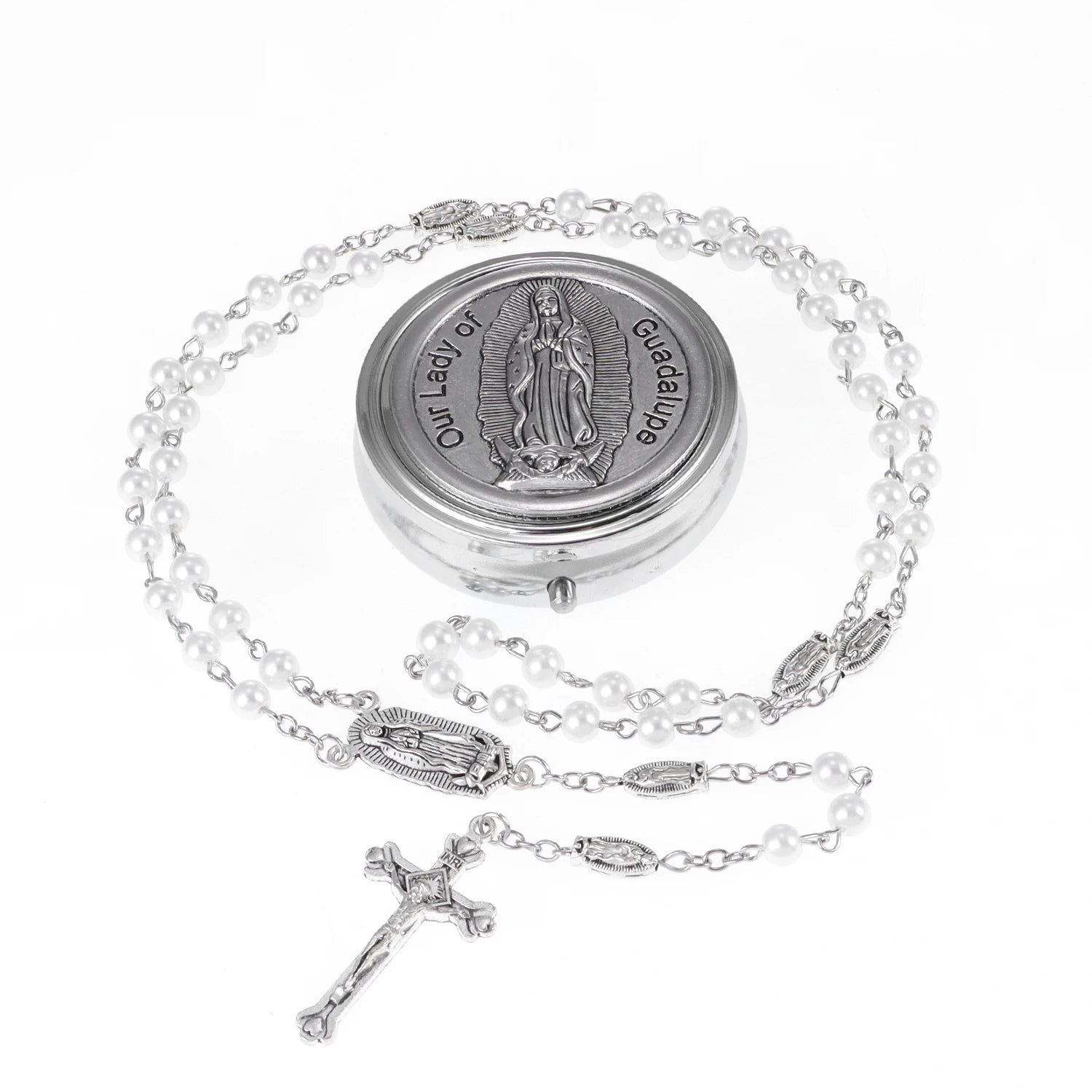 Rosary Necklace Catholic Prayer Beads with box Necklace with Virgin Mary&St. Benedict