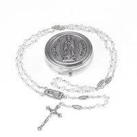 Rosary Necklace Catholic Prayer Beads with box Necklace with Virgin Mary&St. Benedict