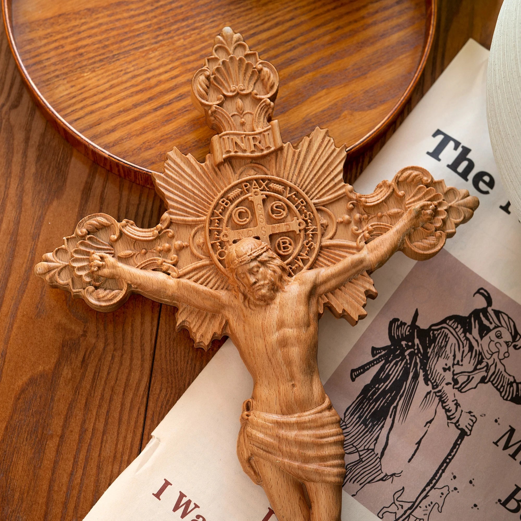 St. Benedict's exorcism Cross Wood Carving