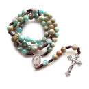 Blue Acrylic Rosary Strand Weave  Necklace Cross
