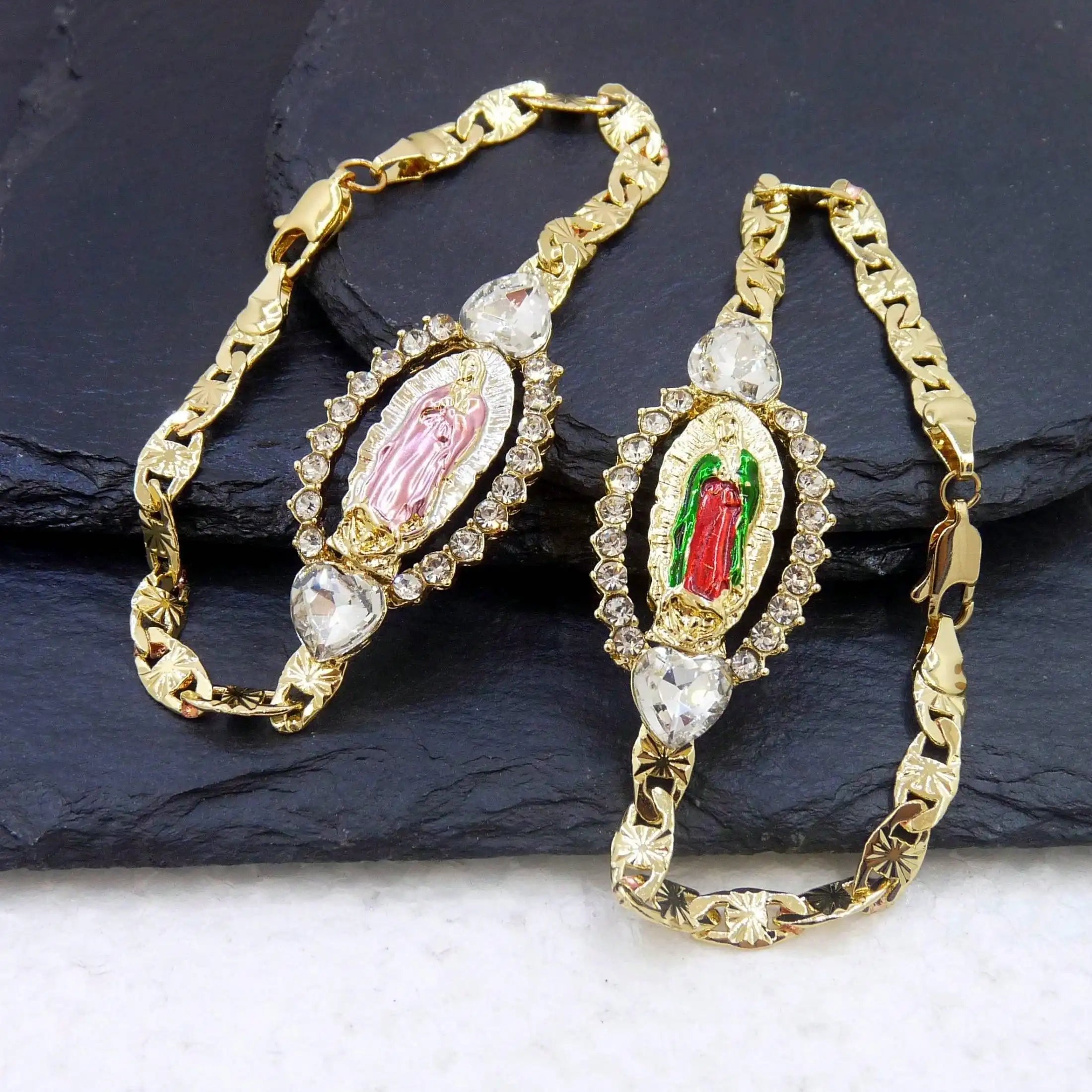Heart Zircon Gold Plated Virgin Mary Bracelet Bracelet