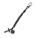 Pulseras de San Benito con cruz de rosario y cuentas de hematita