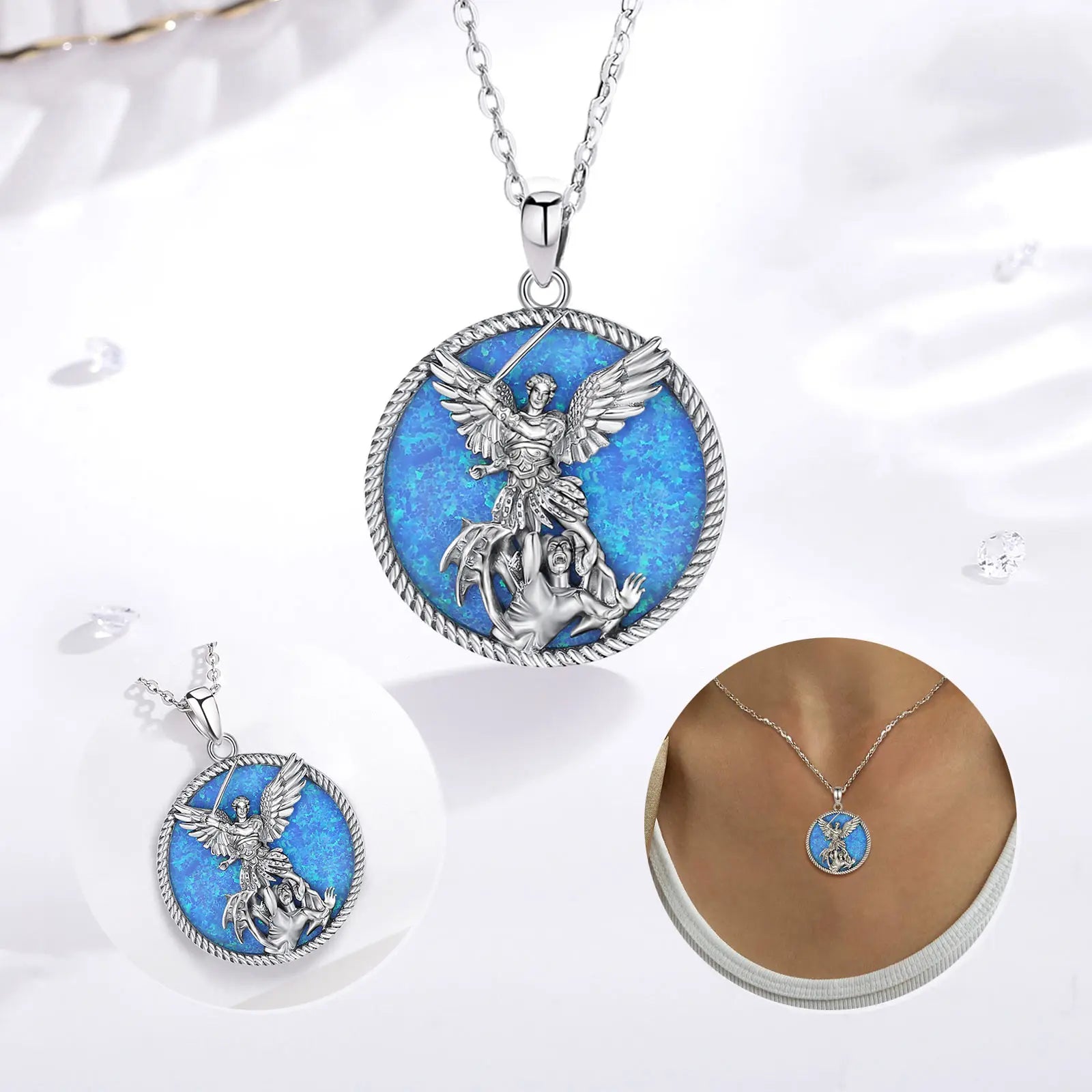 925 Sterling Silver Necklace Saint Michael Archangel