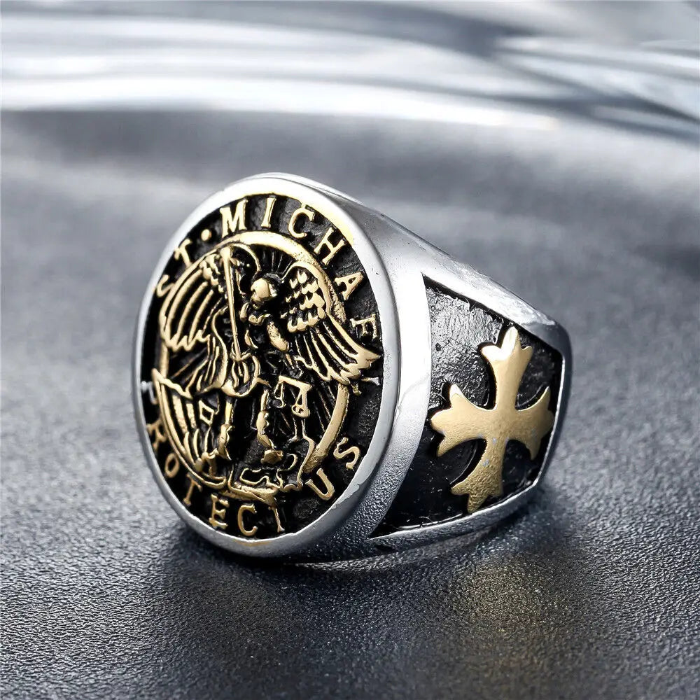 Archangel St Saint Michael Ring Size 7-15