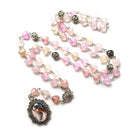 Acrylic Heart Rosary Long Glass Sacred of Mary Pendant Necklace