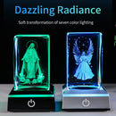 3D Crystal Figurine Paperweight with LED Colourful Light Base Laser Engraved Glass Cube Lamp