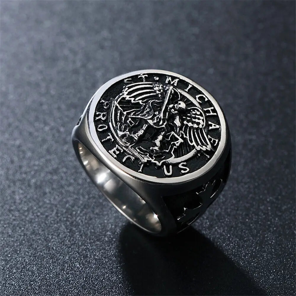 Archangel St Saint Michael Ring Size 7-15