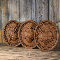 Wood Carving Holy Family Three Hearts Wall Decoration