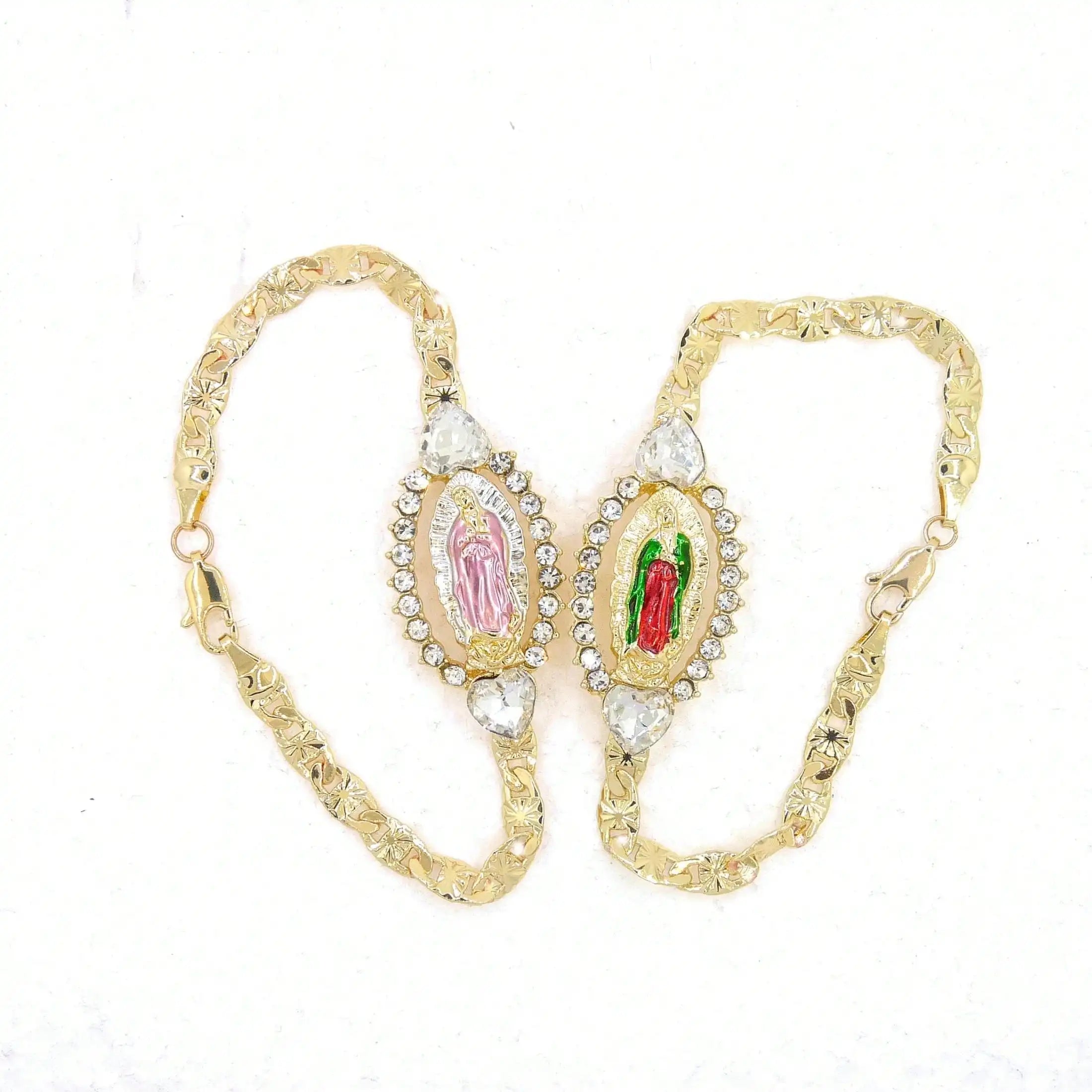 Heart Zircon Gold Plated Virgin Mary Bracelet Bracelet