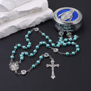 Rosary Necklace Catholic Prayer Beads with box Necklace with Virgin Mary&St. Benedict