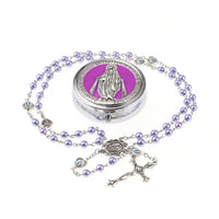 Rosary Necklace Catholic Prayer Beads with box Necklace with Virgin Mary&St. Benedict