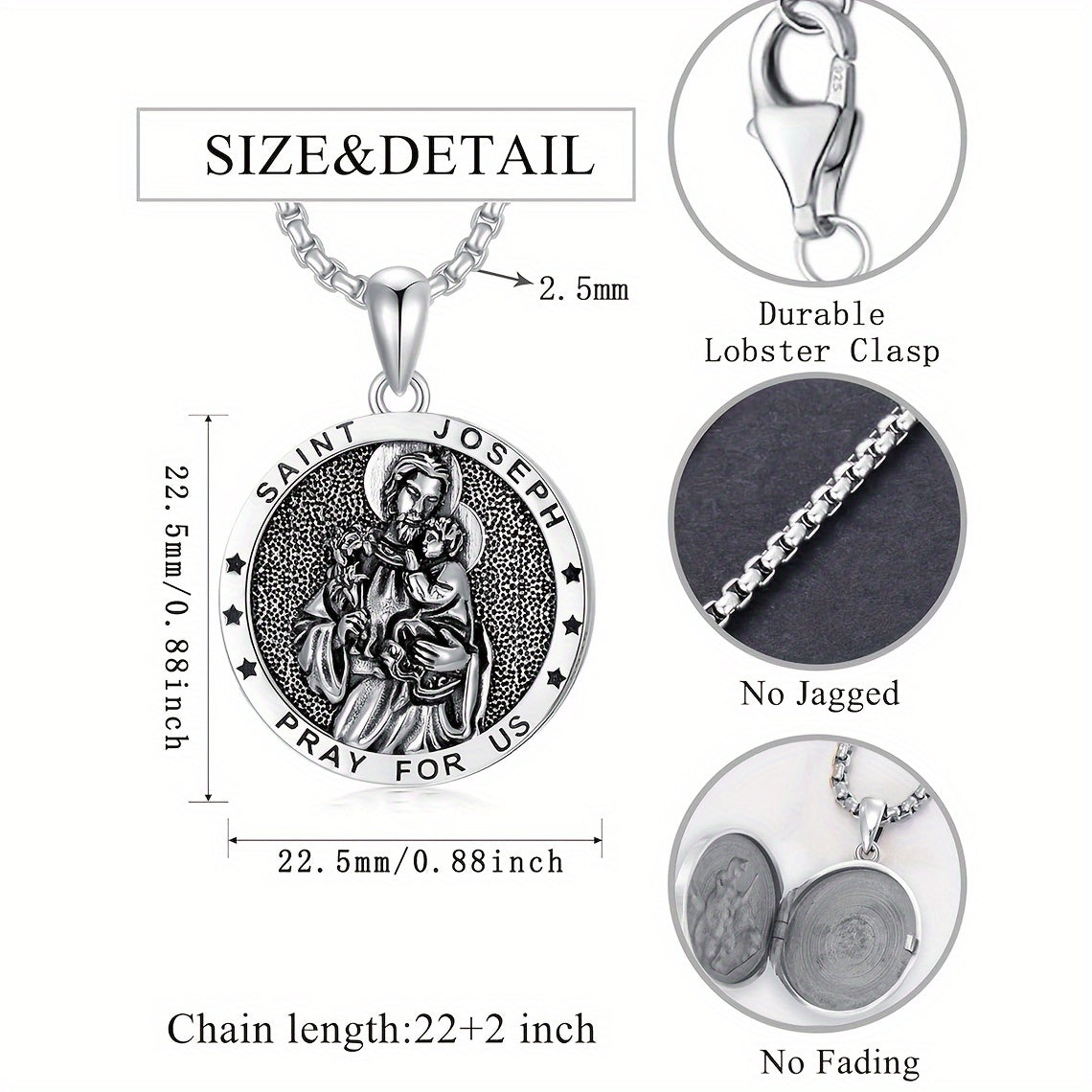 St Joseph Locket Necklace