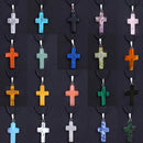 36pcs Natural Stone Cross Pendants & Black Necklaces Set -  for DIY Jewelry Making