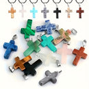 36pcs Natural Stone Cross Pendants & Black Necklaces Set -  for DIY Jewelry Making