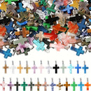 36pcs Natural Stone Cross Pendants & Black Necklaces Set -  for DIY Jewelry Making